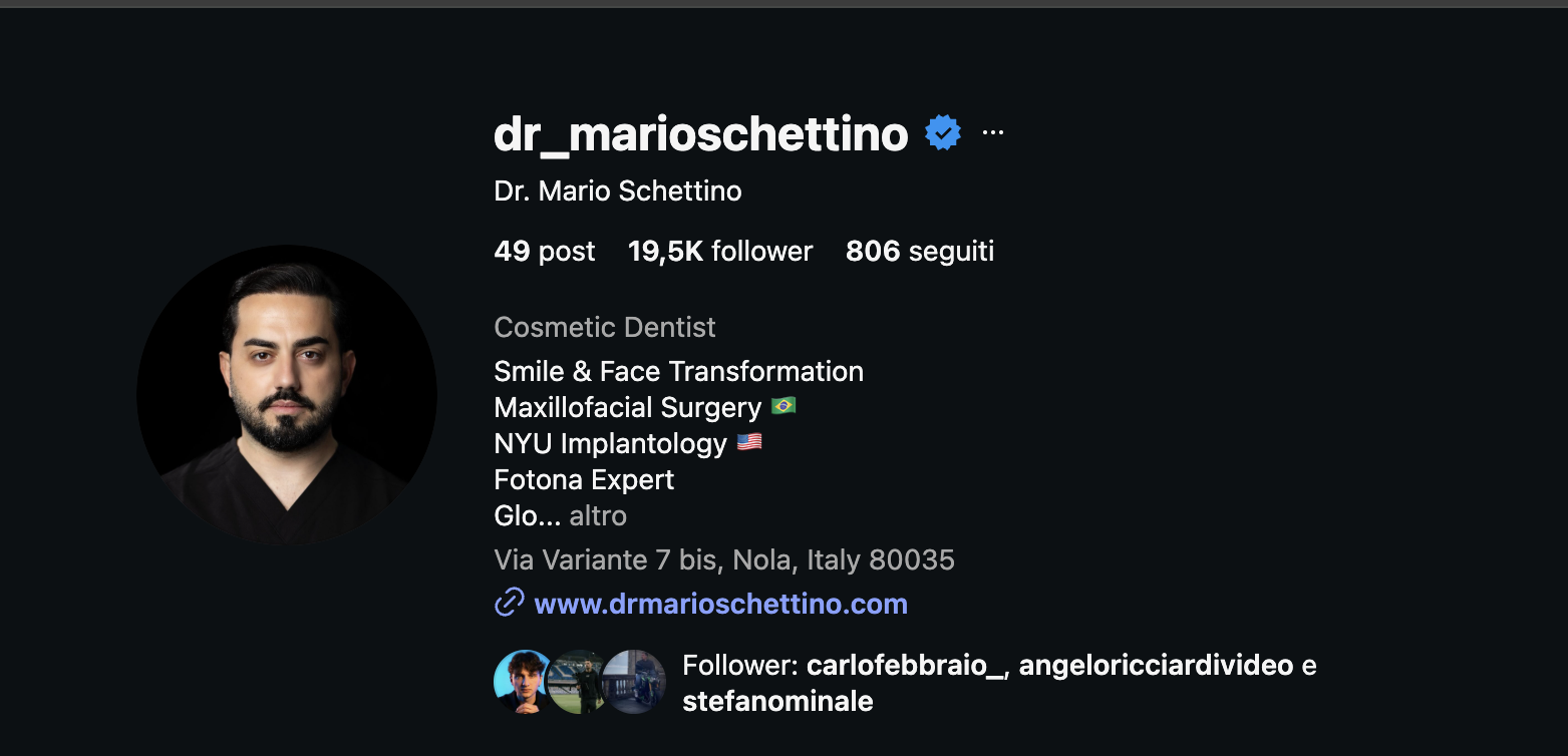 Perfil de Instagram @dr_marioschettino
